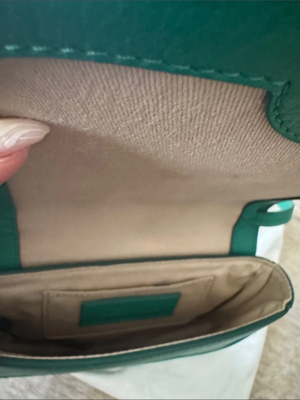 See By Chloe Kelly Green Suede & Leather Crossbody with Gold Ring - Picture 4 of 5